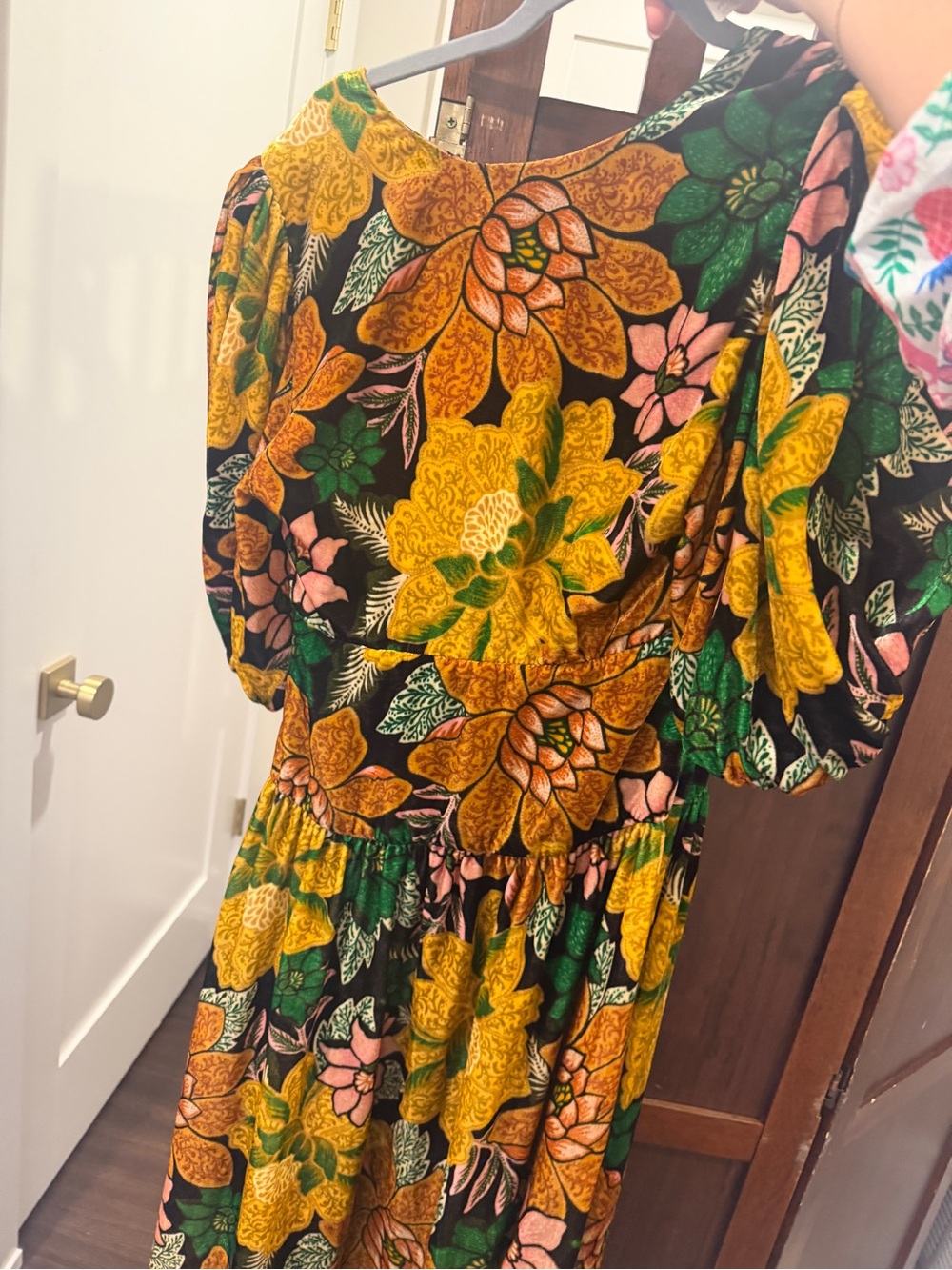 FARM Rio Girls Floral Puff-Sleeve Dress in Mustard, Green & Pink - Picture 3 of 3